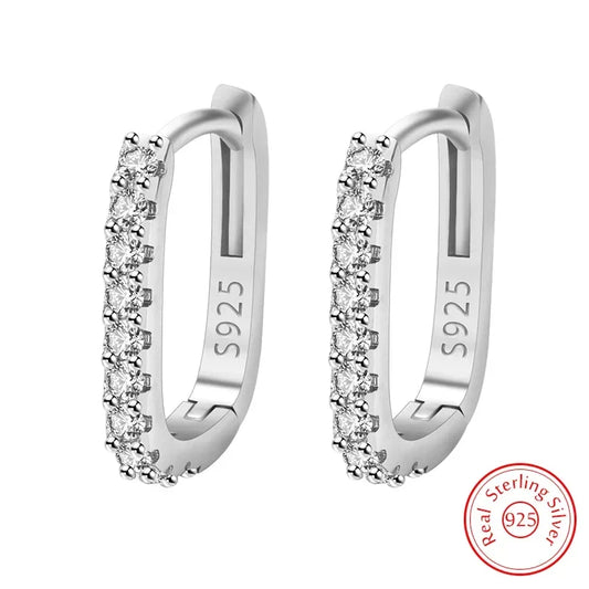 Sterling Silver Crystal Jewelry Fashion Zircon Circle Hoop Earrings